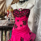Rose pink strapless fitted tiered maxi dress, ball gown R6323