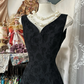 Black sleeveless embroidered waist sexy fishtail maxi ball gown R6163