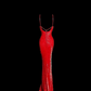 Red sequined halter-neck sexy fitted waist bodycon long ball gown R6643