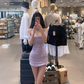 Light purple off-shoulder fitted waist bodycon sexy short ball gown R7909