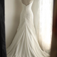 White fitted halter neck pleated sexy long ball gown R6802