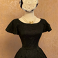 Black Prom Dress with Round Neck, Fitted Waist, Slim Fit and A-Line Skirt R7315