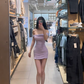 Light purple off-shoulder fitted waist bodycon sexy short ball gown R7909
