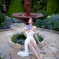 White halter-neck fitted bodycon sexy ball gown R7082
