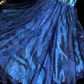 Blue halter-neck fitted fishtail long ball gown R7002