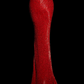 Red sequined halter-neck sexy fitted waist bodycon long ball gown R6643