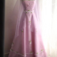 Pink halter-neck floral design, fitted waist, A-line silhouette, full skirt, long ball gown, bridal dress R6841
