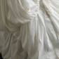 White strapless waist-cinching slim-fit ruched ballgown long prom dress R7949