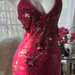Rose pink halter-neck rhinestone fitted waist slim back mid-length ball gown R7677