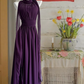 Purple sleeveless waist straight elegant long dress, ball gown R6243