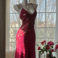 Rose pink halter-neck rhinestone fitted waist slim back mid-length ball gown R7677