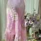 Light purple halter-neck fitted midi ball gown with an asymmetrical hem R7790