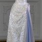 White sequined halter neck slim waist A-line maxi bridal dress R5806