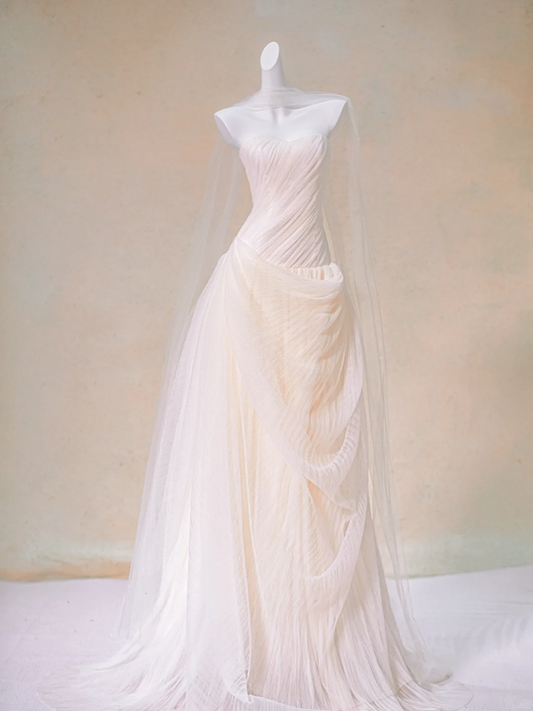 Pink tube top waist slim hip sexy long dress bridal gown R5730