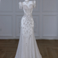 White diamond short-sleeved slim waist hip sexy long dress bridal gown R5845