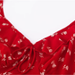 French pure red floral slim dress 2025 new sweet long dress R2590