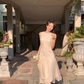White moonlight temperament long skirt new summer style high-end waist slimming dress R4343