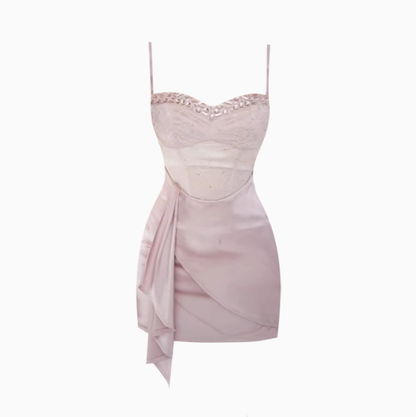 Thousand gold feeling lace suspender dress 2025 pure desire style hip-wrapped ribbon skirt R1261