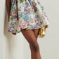 Retro floral suspender waist A-line mini skirt homecoming dress R3582