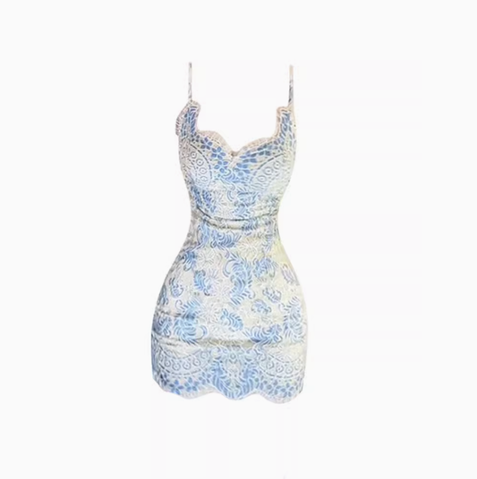 New Chinese style lace suspender dress 2025 pure desire hot girl hip skirt R1128