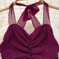 Evening dress high-end atmospheric slim long dress sequined halter neck backpack hip fishtail dress R0399