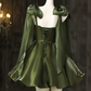 Elegant Bud Green A-Line Spaghetti Straps with Bow-knot Corset Mini Prom Dress Homecoming Dress RS439