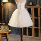 White Elegant Homecoming Dress ,Minimalist Corset Short Prom Dress RS1680
