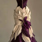 Elegant dress stitching color purple and white waist slim pleated hip fishtail long skirt, prom dress R5326