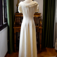French Chic White A-Line Portrait Chiffon Maxi Prom Dress Summer Dress RS514