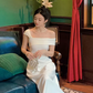 French one-shoulder dress 2025 sexy temperament waist elegant party dress R1488
