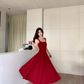 Red square neck suspender dress niche high-end a-line long dress certificate dress R1478