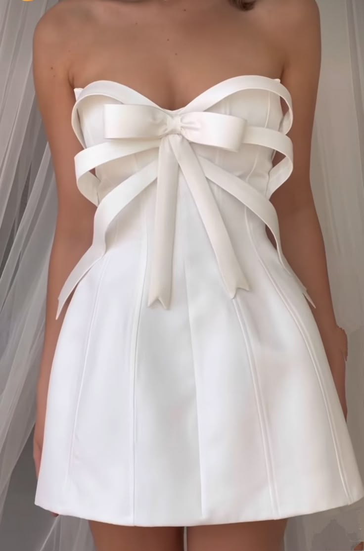 Pink tube top neckline bow design waist slim short skirt homecoming dress R3731