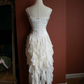 Elegant White Ruffled A-Line Spaghetti Straps Irregular Hem Corset Maxi Prom Dress Cocktail Dress RS519