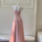 Minimalist Blush Pink A-Line Spaghetti Straps Corset Maxi Prom Dress Summer Dress RS523