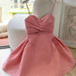 Pink suspenders waist slimming A-line short skirt homecoming dress R3404