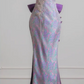 Purple strapless fitted mermaid skirt ball gown R6442