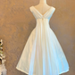 White Prom Dress with Sleeveless Design, Draped Collar, Fitted Waist, Slim Fit and A-Line Skirt; Bridal Gown R7316