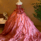 Pink Spaghetti Strap Waist-Cinched Puff-Skirt Ball Gown & Bridal Gown R7397