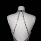 Silver sequined halter neck slim waist hip-hugging maxi skirt, prom dress R5688