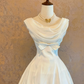 White Prom Dress with Sleeveless Design, Draped Collar, Fitted Waist, Slim Fit and A-Line Skirt; Bridal Gown R7316
