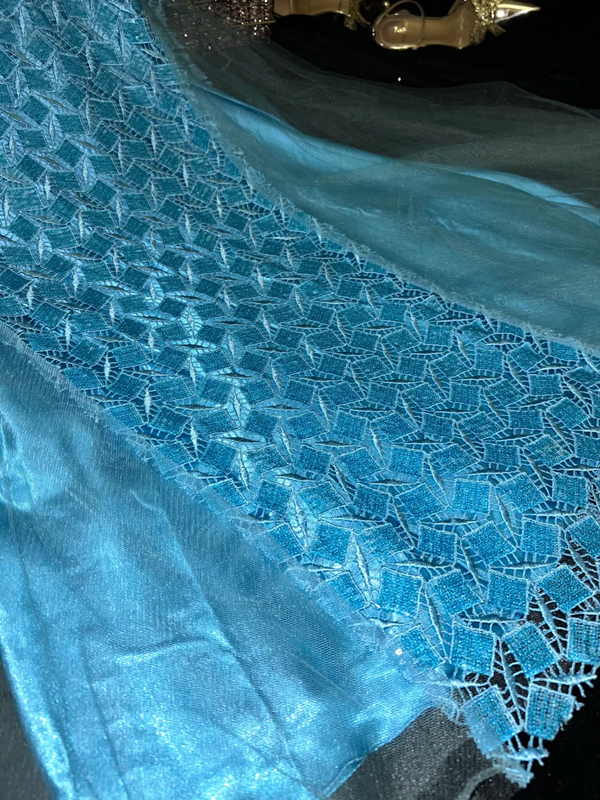 Blue strapless rhinestone-embellished fitted mermaid long ball gown R6404