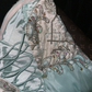 Light green beaded strapless fitted long ball gown R6923