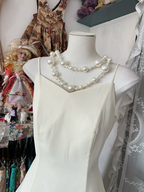 Ivory white halter-neck A-line mini skirt, ball gown R6284