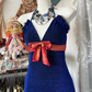 Royal blue halter-neck, fitted, bodycon fishtail gown, prom dress R6363