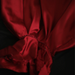 Red halter-neck, ruffled neckline, fitted waist, short ball gown R6724