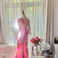 Light pinkish purple halter-neck fitted fishtail long ball gown R7791