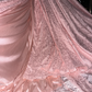 Pink beaded fitted long ball gown with a cinched waist, exuding elegance and fairy-like charm R6963