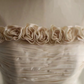 Tea-colored strapless waist-cinching ruched white ballgown long prom dress R7950