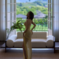 Yellow strapless fitted waist bodycon sexy ball gown R7083