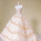 Pink tube top waist slim fit three-dimensional flower puffy skirt princess long dress bridal gown R5731